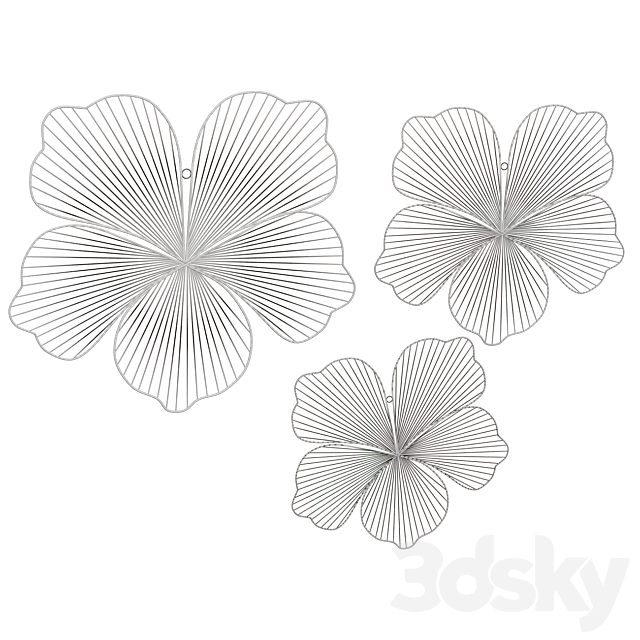 Wall Decor Wall panel flowers 3DS Max Model - thumbnail 2