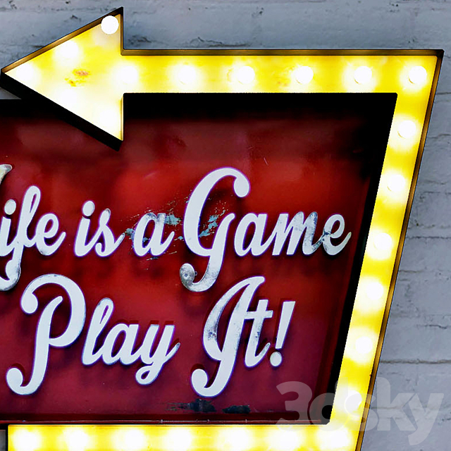 Lighted Metal sign. Set 4 3d