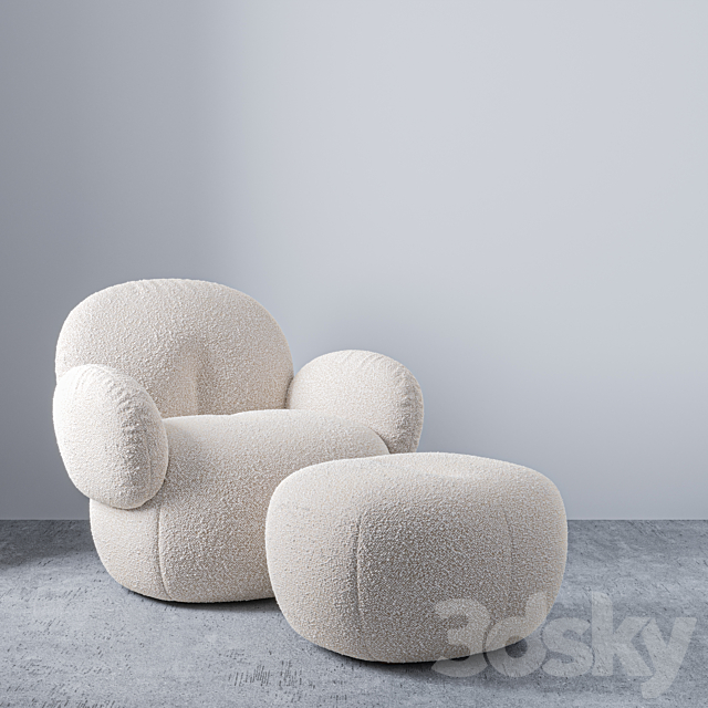 Nana Love Armchair and pouf by Freifrau 3d