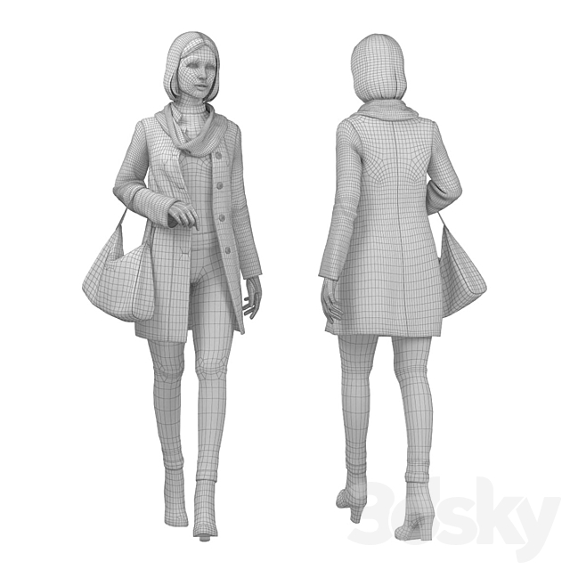 Girl in coat 3DSMax File - thumbnail 3