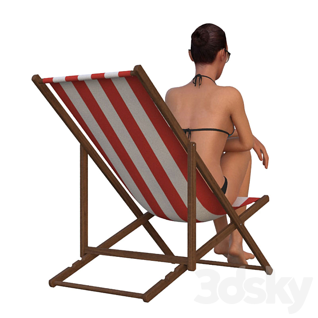 The girl in the beach chair 3d