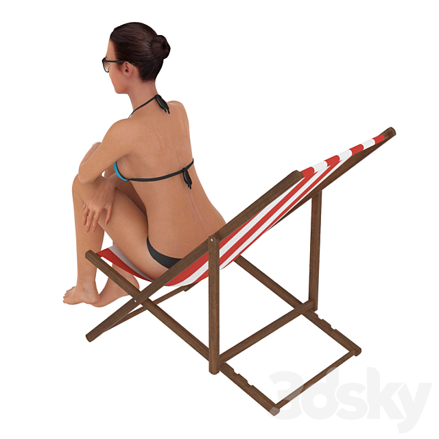 The girl in the beach chair 3dsky