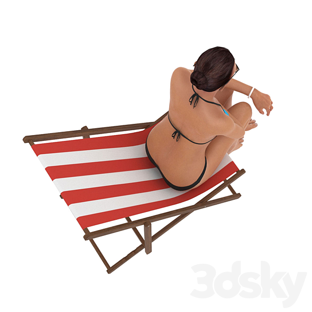 The girl in the beach chair 3dskyfree
