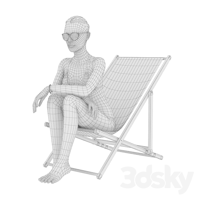 The girl in the beach chair 3dmodel