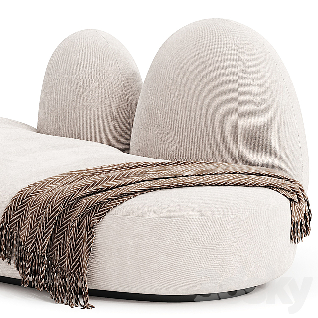 LAGU FUYU Curved 2 seater fabric sofa 3d