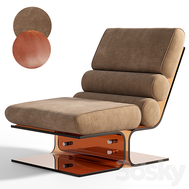 Pair of Space Age Lounge Chairs in Lucite and Leather. 1960s 3d