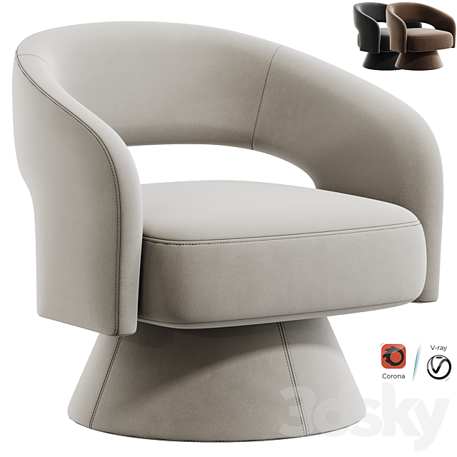 Aracelly Upholstered Swivel Barrel Chair 3DSMax File - thumbnail 1