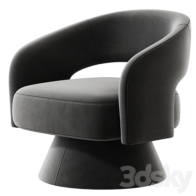 Aracelly Upholstered Swivel Barrel Chair 3DSMax File - thumbnail 2