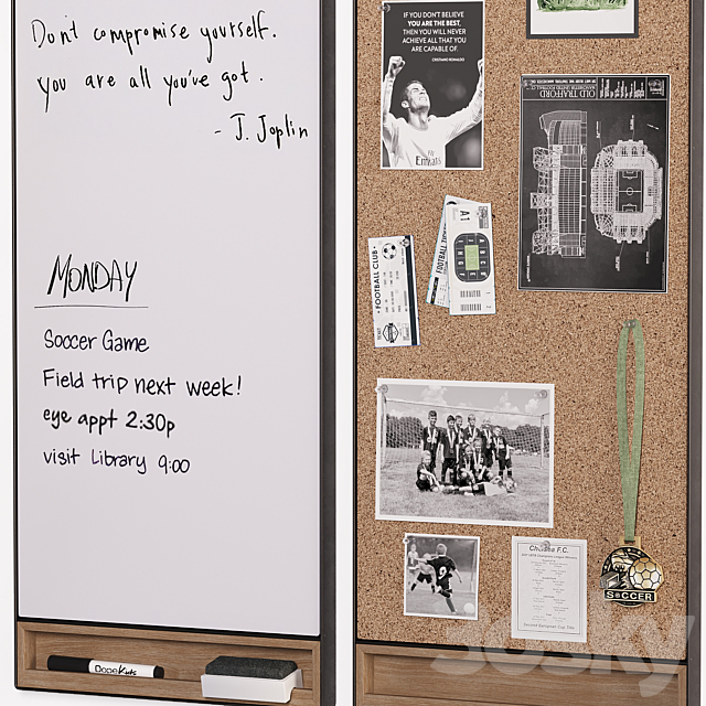 Pottery Barn Trenton Corkboard. Whiteboard & File Organizer for Teenagers and Kids 3dsky