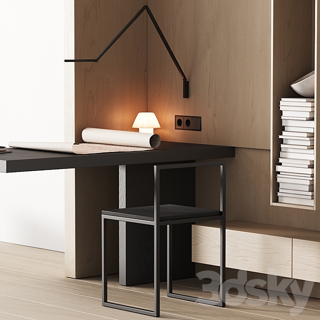 243 office furniture 08 workplace 04 minimal angle zone with cat drawing 01 3dsky