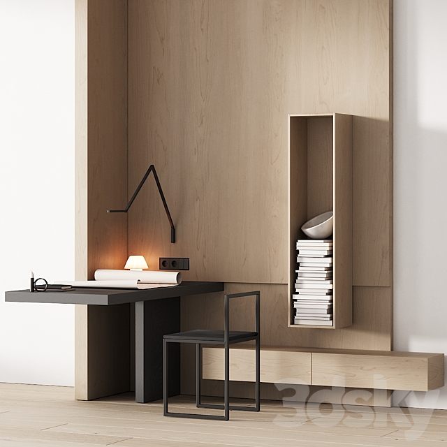 243 office furniture 08 workplace 04 minimal angle zone with cat drawing 01 3dskyfree