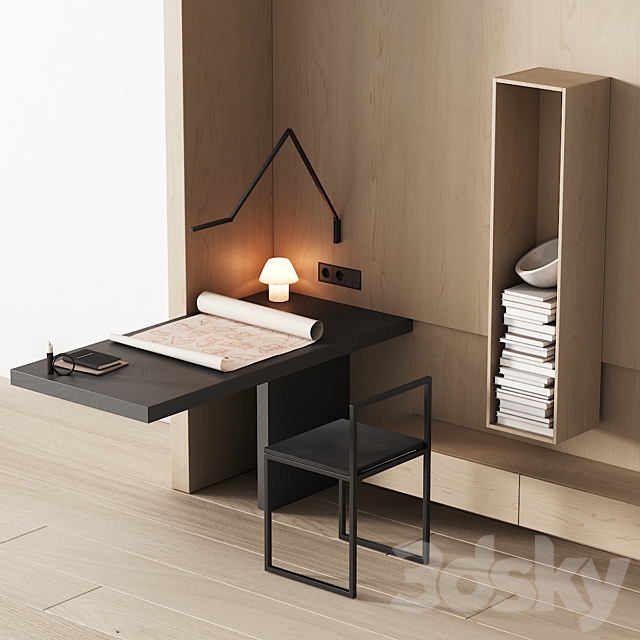 243 office furniture 08 workplace 04 minimal angle zone with cat drawing 01 3dmodel