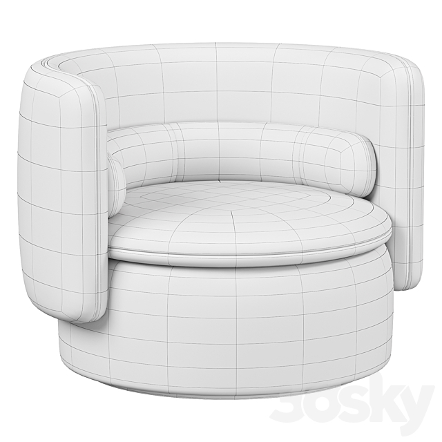 Group armchair with fixed base By SCP 3dmodel