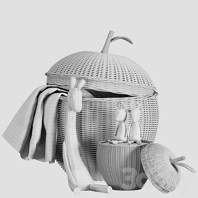 ferm living apple basket 3DS Max Model - thumbnail 5