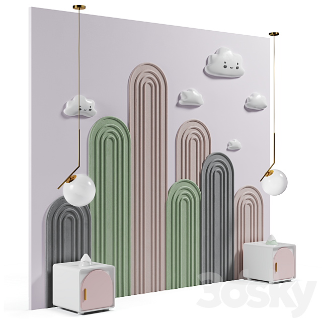 Headboard in nursery 05 3DS Max Model - thumbnail 2
