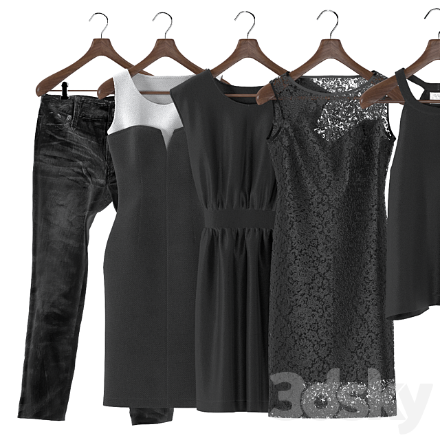 Black and white women’s wardrobe 3DS Max Model - thumbnail 3