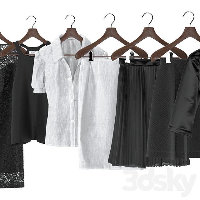 Black and white women’s wardrobe 3DS Max Model - thumbnail 4