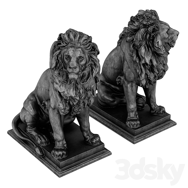 Sitting Lion sculpture 3dskyfree