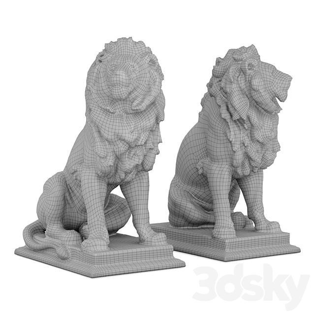 Sitting Lion sculpture 3dmodel