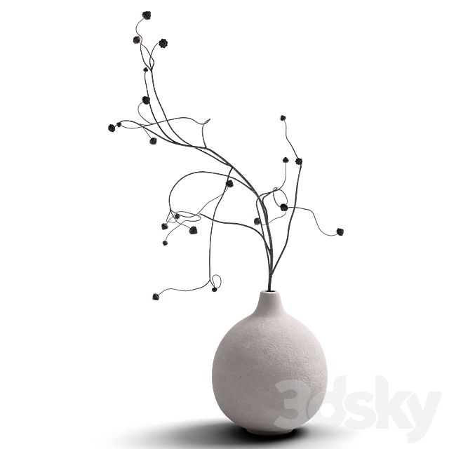 Decorative set 4 Branches 3DS Max Model - thumbnail 2