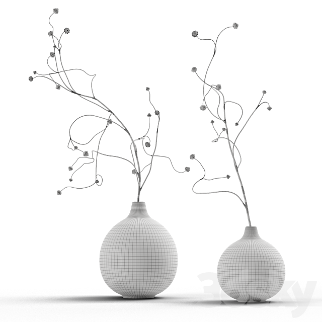 Decorative set 4 Branches 3DS Max Model - thumbnail 6