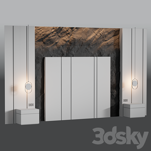 Rock Headboard 05 | Headboard 3DS Max Model - thumbnail 3