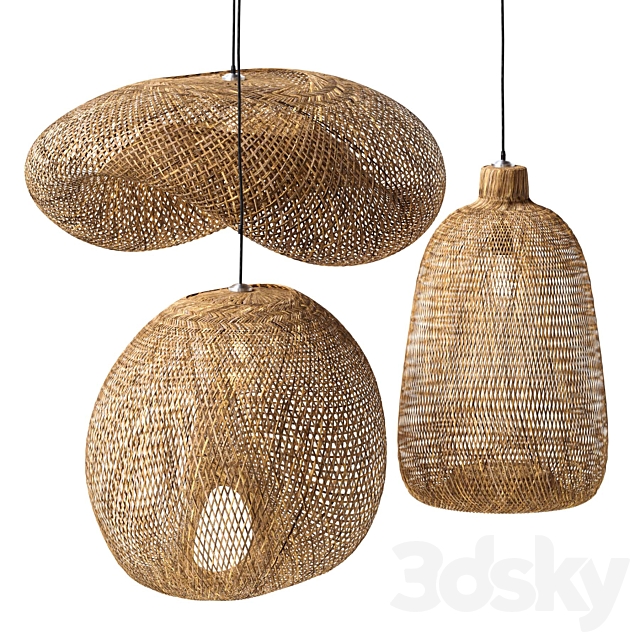 Rattan Pendant light 3DS Max Model - thumbnail 3