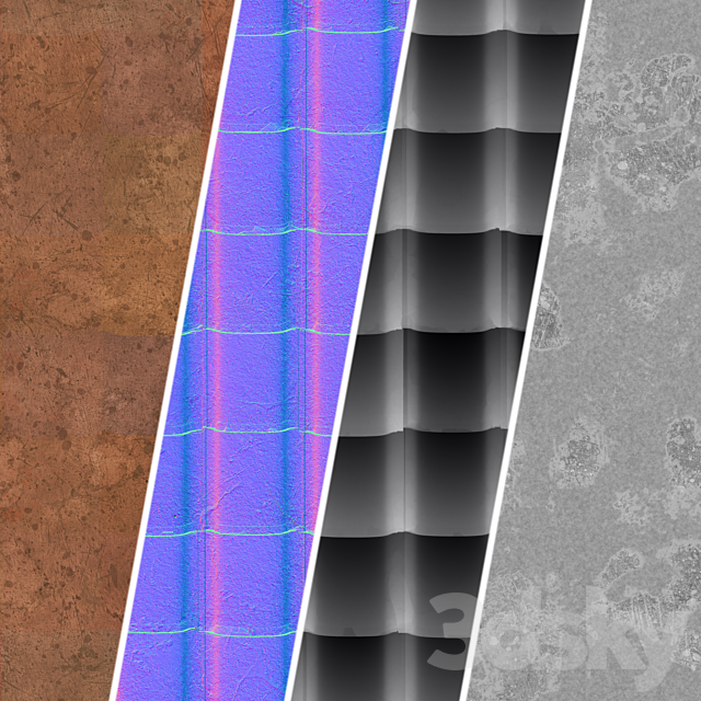 Roof Tile Materials 49- Concrete Roofing by Sbsar generator | Seamless Pbr 4k 3DS Max Model - thumbnail 4