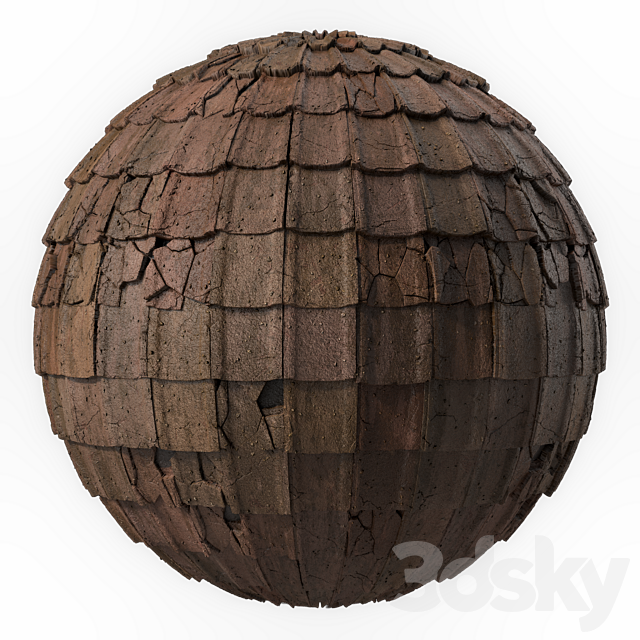 Roof Tile Materials 49- Concrete Roofing by Sbsar generator | Seamless Pbr 4k 3DS Max Model - thumbnail 5