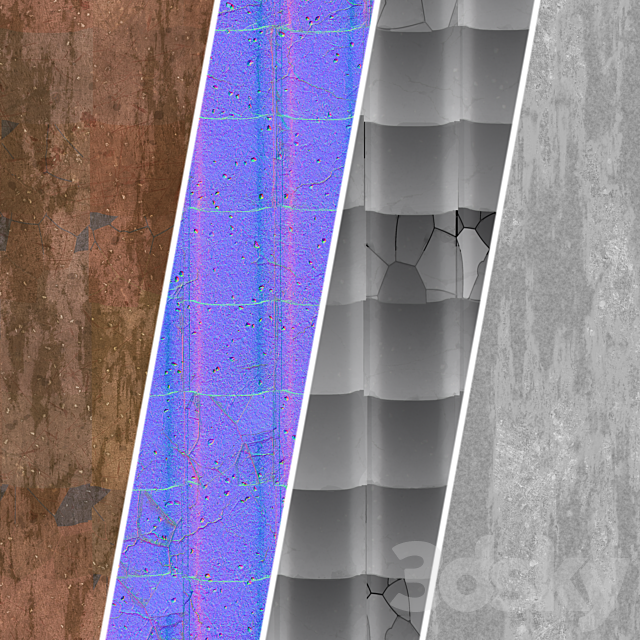 Roof Tile Materials 49- Concrete Roofing by Sbsar generator | Seamless Pbr 4k 3DS Max Model - thumbnail 7