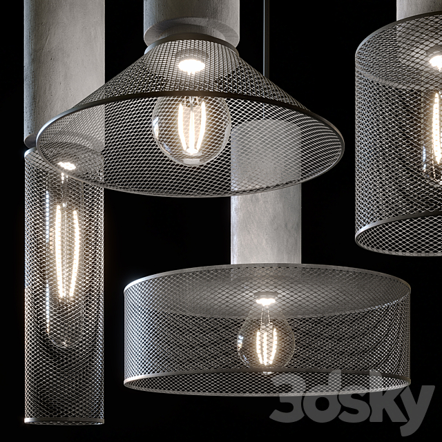 Modern industrial style pendant lamp 3DS Max Model - thumbnail 4