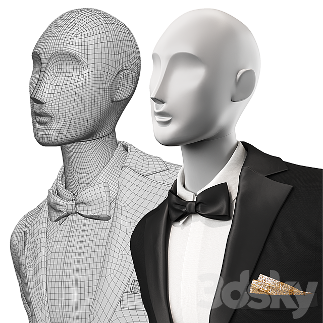 Wedding clothes on mannequins 001 3DS Max Model - thumbnail 2