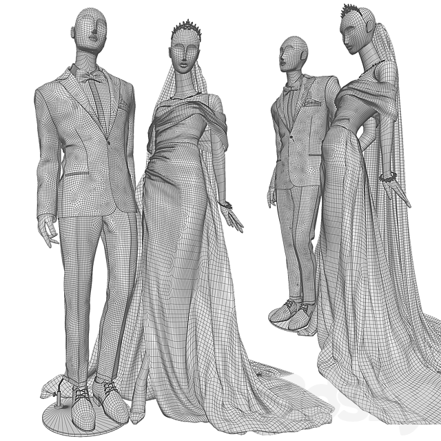 Wedding clothes on mannequins 001 3DS Max Model - thumbnail 7