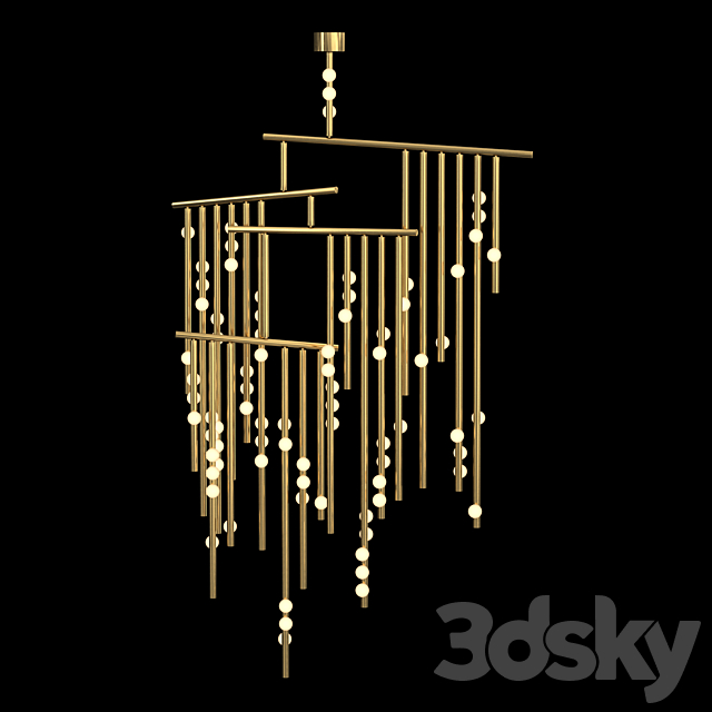 76-bulb Drop System Chandelier 3DS Max Model - thumbnail 2