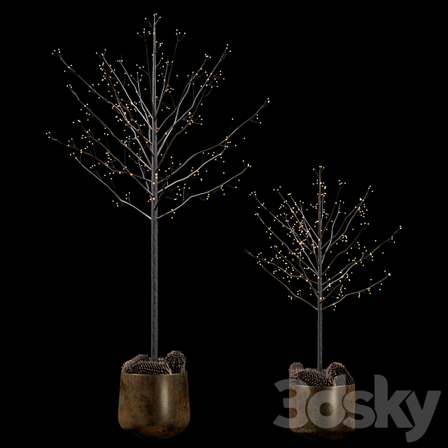 Black Christmas tree 3DS Max Model - thumbnail 2