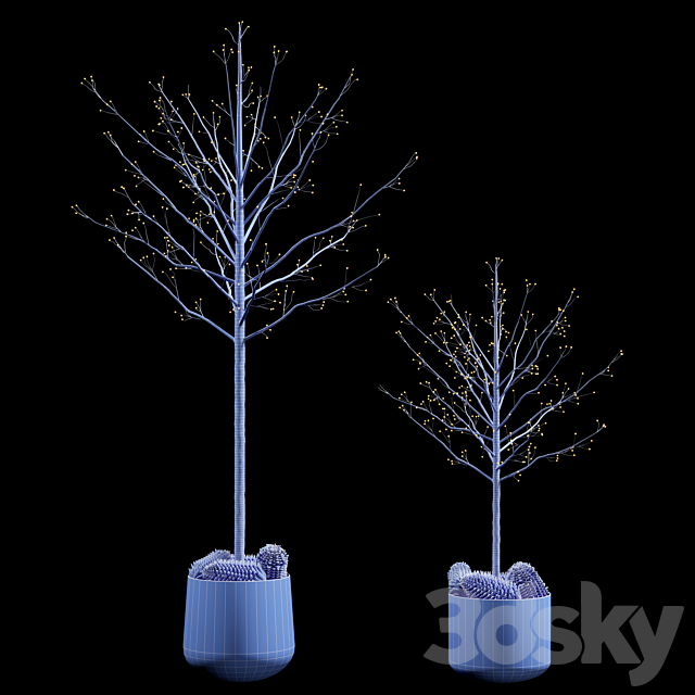 Black Christmas tree 3DS Max Model - thumbnail 3