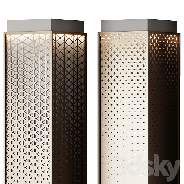 Metal columns with perforation No. 4 3DS Max Model - thumbnail 3