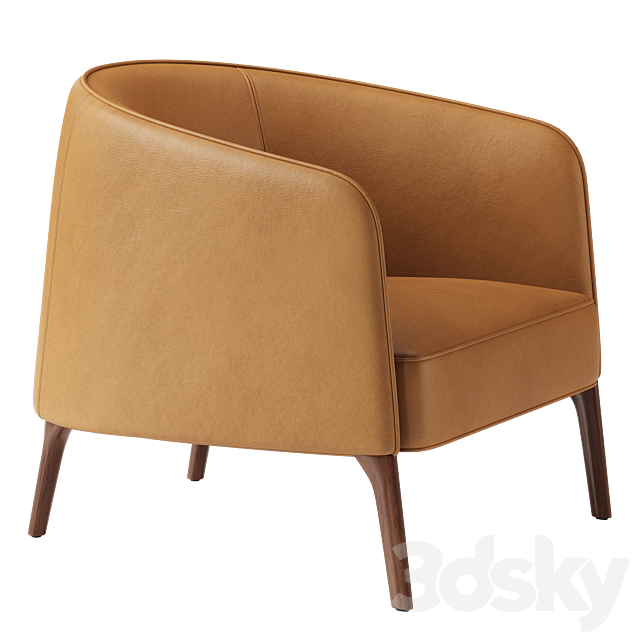 JACKIE Leather armchair 3DS Max Model - thumbnail 2