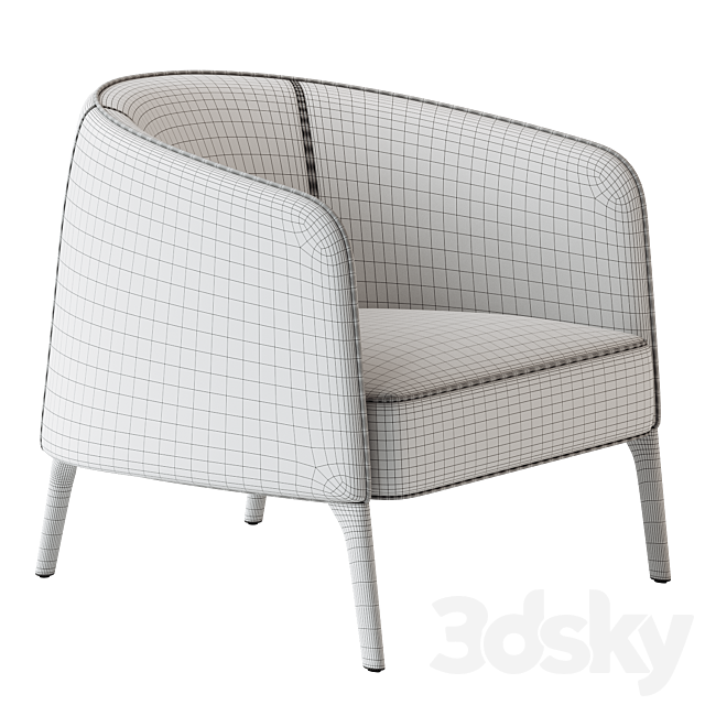 JACKIE Leather armchair 3DS Max Model - thumbnail 3