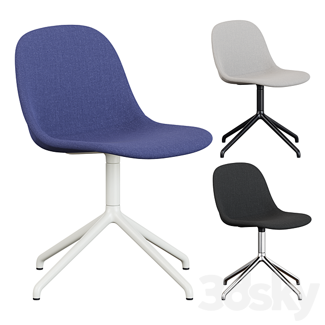 Muuto Fiber Fabric Side Chair Plastic Swivel Base 3DS Max Model - thumbnail 3