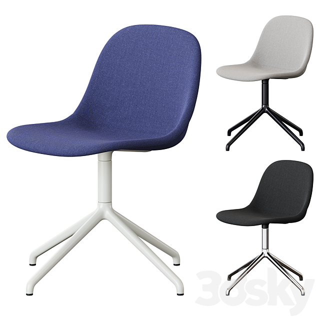Muuto Fiber Fabric Side Chair Plastic Swivel Base 3DS Max Model - thumbnail 4