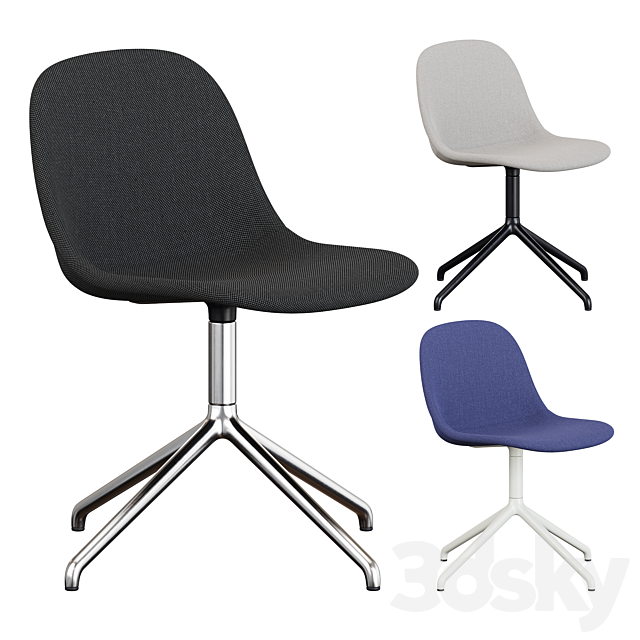 Muuto Fiber Fabric Side Chair Plastic Swivel Base 3DS Max Model - thumbnail 5