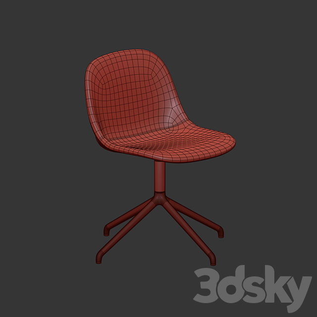 Muuto Fiber Fabric Side Chair Plastic Swivel Base 3DS Max Model - thumbnail 7