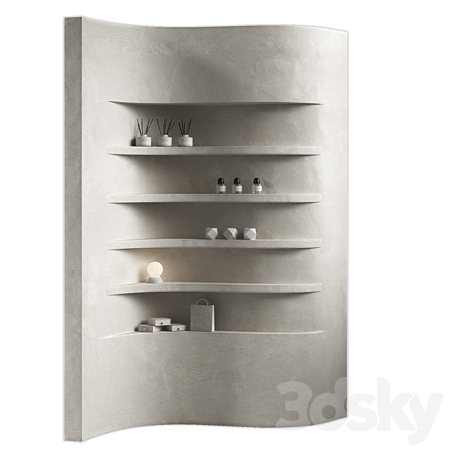 Wavy shelves 3. Rack shelving with decor. Corner wall partitions with ...