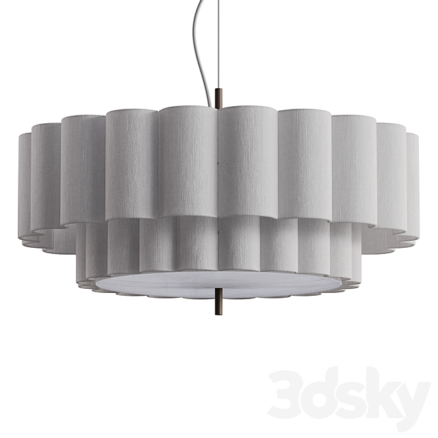 Folia large scalloped natural linen pendant 3DS Max Model - thumbnail 2