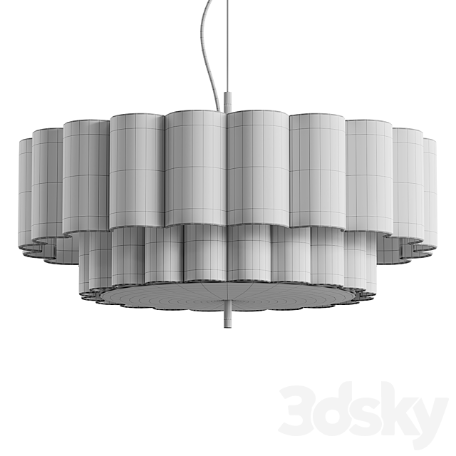 Folia large scalloped natural linen pendant 3DS Max Model - thumbnail 3