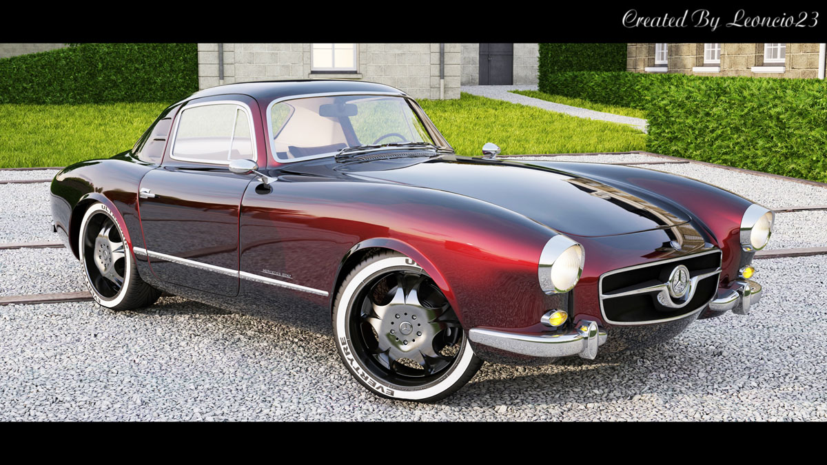 1955 Mercedes-Benz 300SL Gullwing Coupe - Работа из галереи 3D Моделей