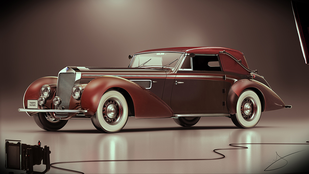 1939 Delage D8 120 Cabriolet Chapron - Работа из галереи 3D Моделей