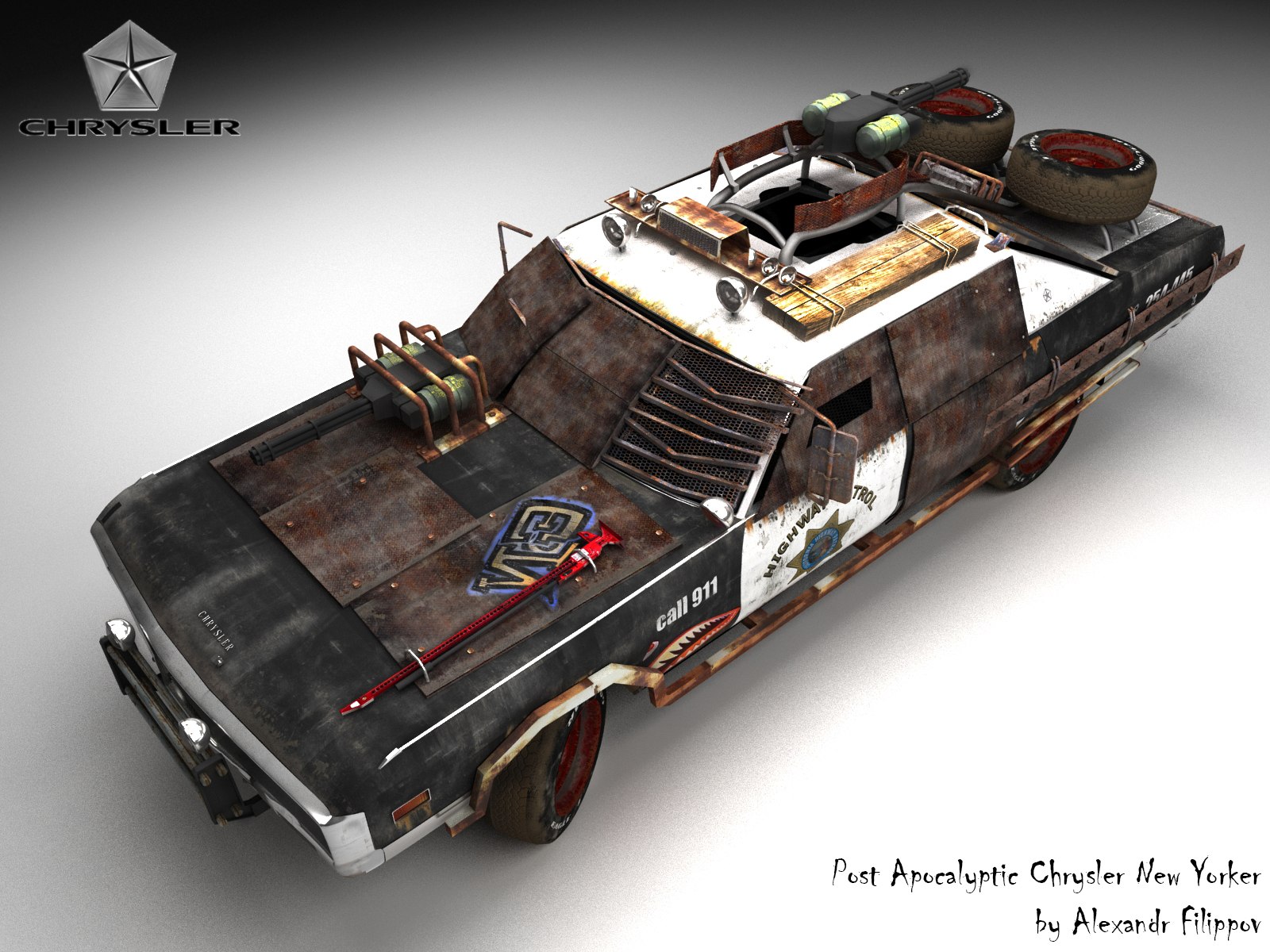 Альтернативный взгляд на автомобиль)1970 chrysler new yorker- post  apocalyptic - Работа из галереи 3D Моделей