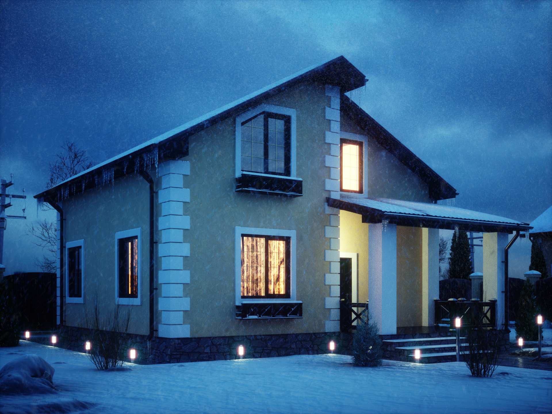 Има дом. Дом зимой. Частный двухэтажный дом зимой. Дом снаружи зимой. Загородный дом зимой.